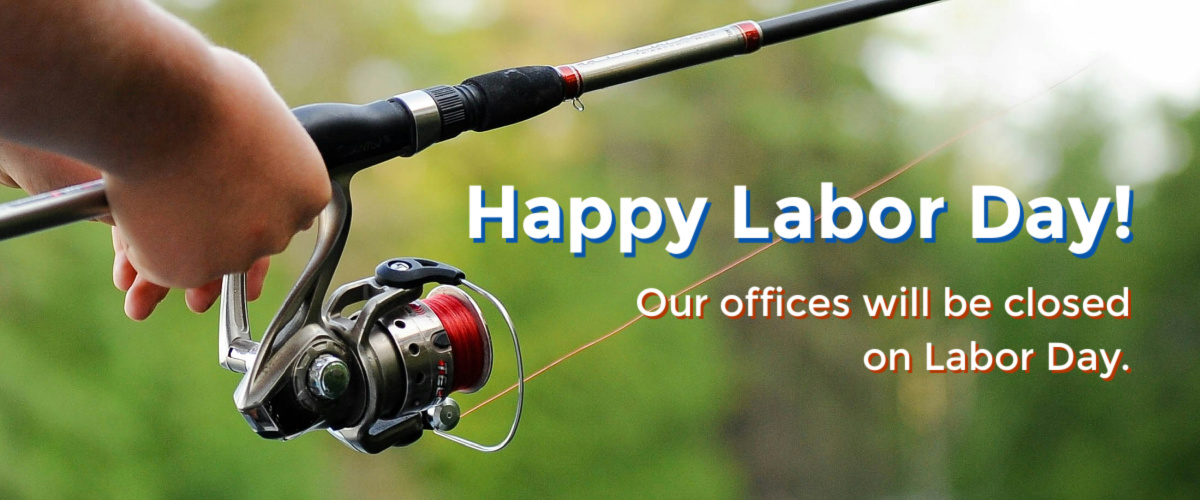 Fishing Rod and Hand Closed for Labor Day